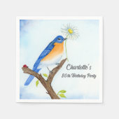 Any Age Happy April Birthday with Bluebird Serviette (Vorderseite)