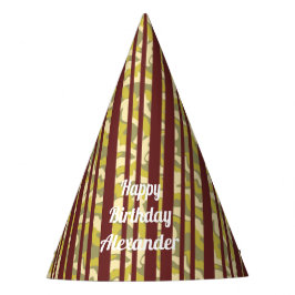 Any Age Happy Birthday Rustic Stripe Pattern Partyhütchen