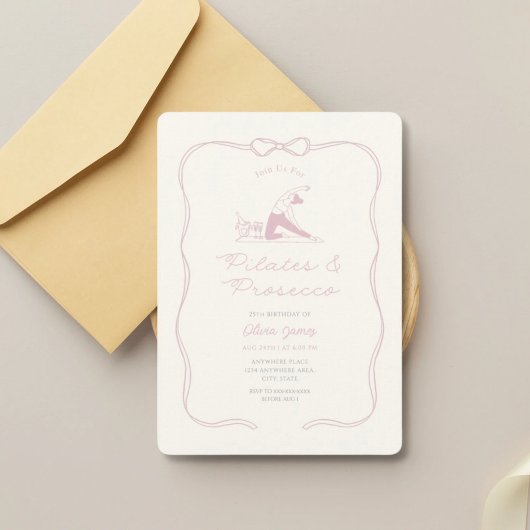Any age pilates and prosecco birthday einladung