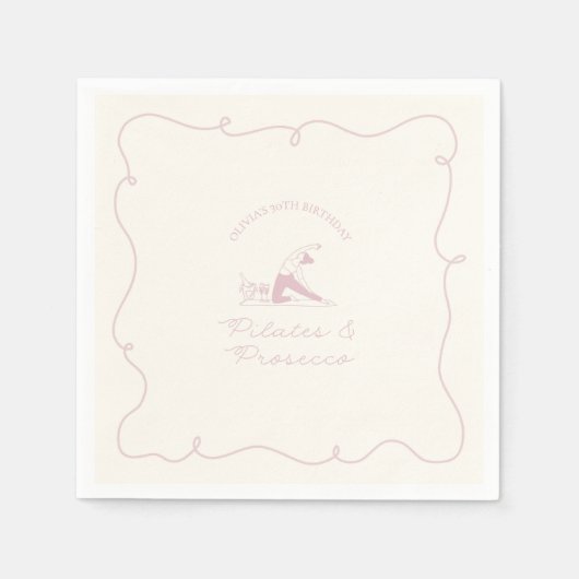 Any age pilates and prosecco birthday serviette (Vorderseite)