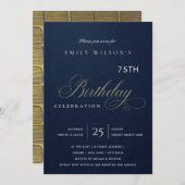 ANY AGE SIMPLE NAVY GOLD TYPOGRAPHY BIRTHDAY EINLADUNG (Vorne/Hinten)