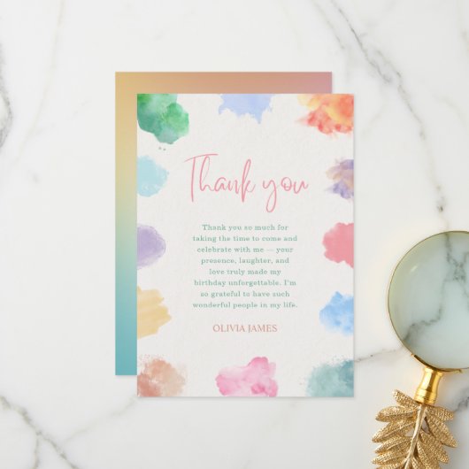 Any age sip and paint birthday  dankeskarte (Vorderseite/Rückseite Beispiel)