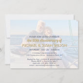 ANY Anniversary 2 Photo Cheers Navy and Gold Party Einladung (Rückseite)