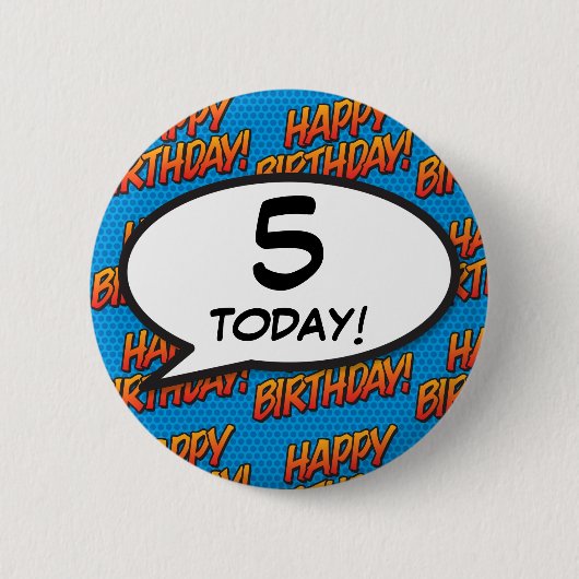Any Birthday Age Fun Retro Comic Book Button (Vorderseite)