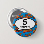 Any Birthday Age Fun Retro Comic Book Button (Vorne & Hinten)