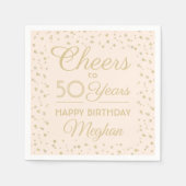 ANY Birthday Cheers Blush Pink and Gold Glitter Serviette (Vorderseite)
