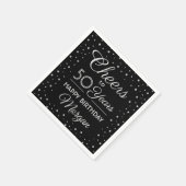ANY Birthday Cheers Confetti Black White & Silver Serviette (Ecke)