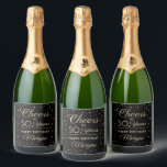 ANY Birthday Cheers Elegant Black & Gold Confetti<br><div class="desc">Add an elegant personalized touch to birthday party decorations with these custom black and gold sparkling wine bottle labels. Design features modern script calligraphy customizable "Cheers to 50 Years" and gold faux foil confetti dots on a black background. Please note that text is printed color, not metallic foil. This template...</div>