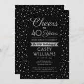 ANY Birthday Cheers Elegant Confetti Black Einladung (Vorne/Hinten)