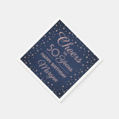 ANY Birthday Cheers Navy Blue & Pink Glitter Party Serviette (Ecke)