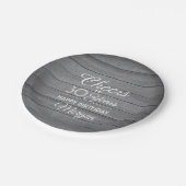 ANY Birthday Cheers Rustic Wood Elegant Gray White Pappteller (Schrägansicht)