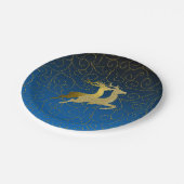 Any Color Black Ombre Two Gold Reindeer Holiday Pappteller (Schrägansicht)