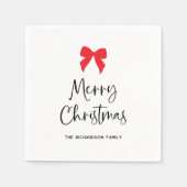 Any Color Bow | Chic Coquette Merry Christmas Serviette (Vorderseite)