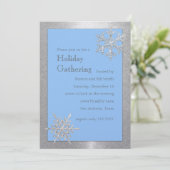 Any Color Icy Snowflakes Holiday Party Invitation Einladung (Stehend Vorderseite)