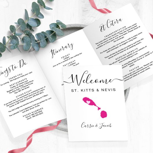 Any Color St. Kitts & Nevis Wedding Willkommensbri Dreifach-gefaltete Programmkarte