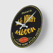 Any Name All Night Saloon Bar Theme - Runde Wanduhr (Winkel)