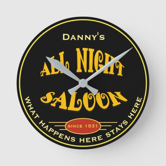 Any Name All Night Saloon Bar Theme - Runde Wanduhr (Vorderseite)