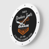 Any Name Funny Broken Tools Garage Date Black Große Wanduhr (Winkel)
