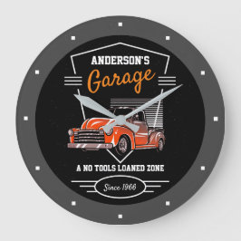 Any Name Garage Slogan Wappen Vintag Chevy Lieferw Große Wanduhr