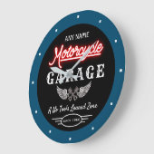 Any Name Red Faux Neon Garage Date Blue Black  Große Wanduhr (Winkel)