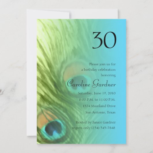 Any Number Birthday Peacock Fantasy Set 1105 Einladung (Vorderseite)