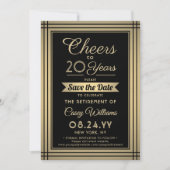 ANY Number Retirement Party Cheers Black and Gold Save The Date (Vorderseite)