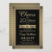 ANY Number Retirement Party Cheers Black and Gold Save The Date (Vorne/Hinten)