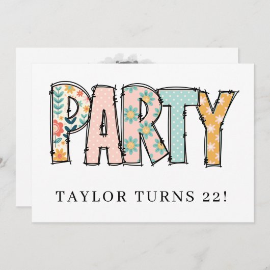 * Any PARTY DIY Invite Doodle Event Birthday Einladung (Vorne/Hinten)