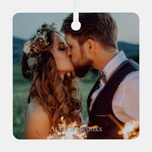 Any Personalized Dated Photo  Ornament Aus Metall (Vorderseite)