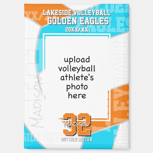 ANY team colors volleyball athlete photo Magnet (Vorderseite)