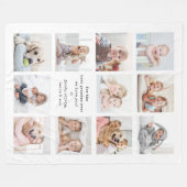 Any Text 11 Photo Collage Modern Minimal Keepsake Fleecedecke (Vorderseite (Horizontal))