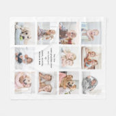 Any Text 11 Photo Collage Simple Modern Keepsake Fleecedecke (Vorderseite (Horizontal))