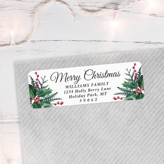 Any Text Christmas Holy & Berries Rücksendeadresse