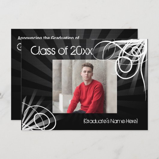 Any Year~Black Swirt Foto Abschluss Ankündigung (Vorne/Hinten)