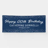 Any Year Blue Silver Happy Birthday Banner (Horizontal)