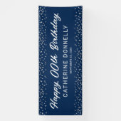 Any Year Blue Silver Happy Birthday Banner (Vertikal)