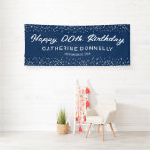 Any Year Blue Silver Happy Birthday Banner (Insitu)