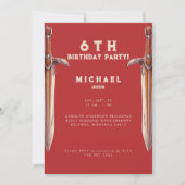 Any Year Swords Red Birthday Party Invitation Einladung (Vorderseite)