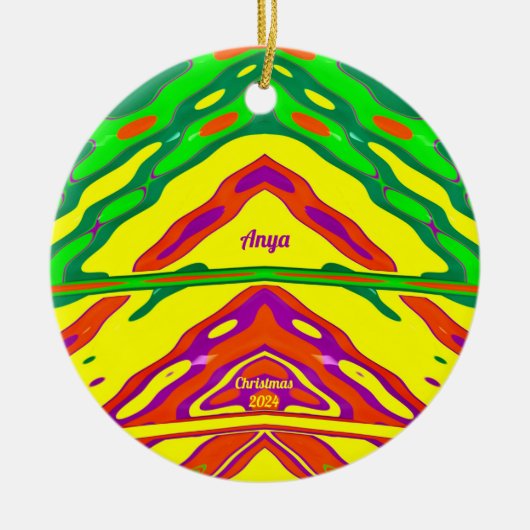 ANYA ~ 3D CHRISTMAS Red Green Yellow 2024 Keramik Ornament (Vorne)