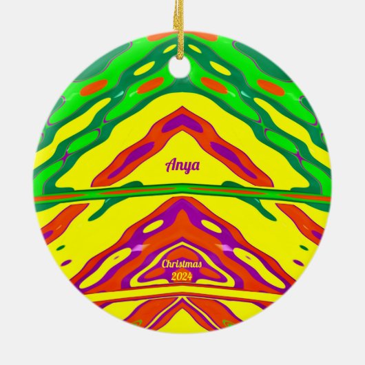 ANYA ~ 3D CHRISTMAS Red Green Yellow 2024 Keramik Ornament (Hinten)