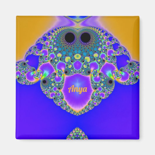 ANYA ~ Abstraktes Muster ~ Blau Lila Gelb ~ Magnet (Vorne)