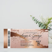 Anya Copper Rose Gold Foil Grunge Hochzeit Einladung (Stehend Vorderseite)