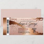 Anya Copper Rose Gold Foil Grunge Hochzeit Einladung (Vorne/Hinten)