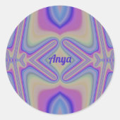 ANYA~ Hübsche Pastel Shades Fraktal ~ Personalisie Runder Aufkleber (Vorderseite)