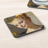 “Anya, Meticulously Content” – A Feminine Feline  Getränkeuntersetzer (Linke Seite)