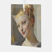 “Anya, Meticulously Content” – A Feminine Feline  Ornament Aus Glas (Vorderseite links)