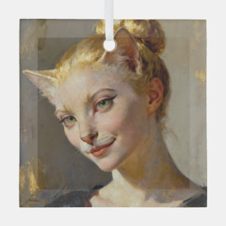 “Anya, Meticulously Content” – A Feminine Feline  Ornament Aus Glas