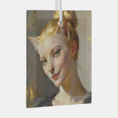 “Anya, Meticulously Content” – A Feminine Feline  Ornament Aus Glas (Vorderseite Rechts)