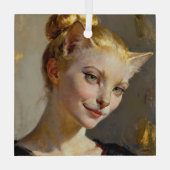 “Anya, Meticulously Content” – A Feminine Feline  Ornament Aus Glas (Rückseite)