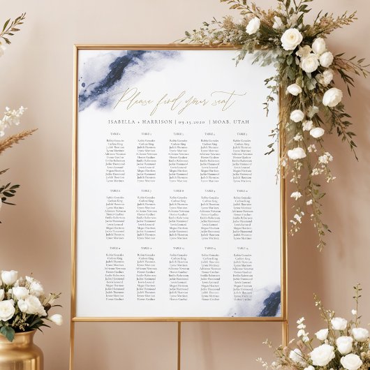 ANYA | Navy Blue Watercolor Gold Seekarte Poster